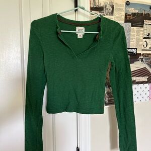 Urban Outfitters Green Fitted Crop Blouse